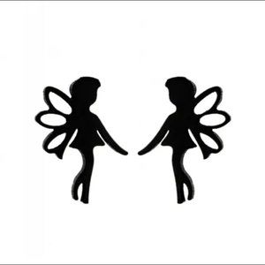 Black Stainless Steel Hypoallergenic Fairy Earrings Tiny Size 12mm